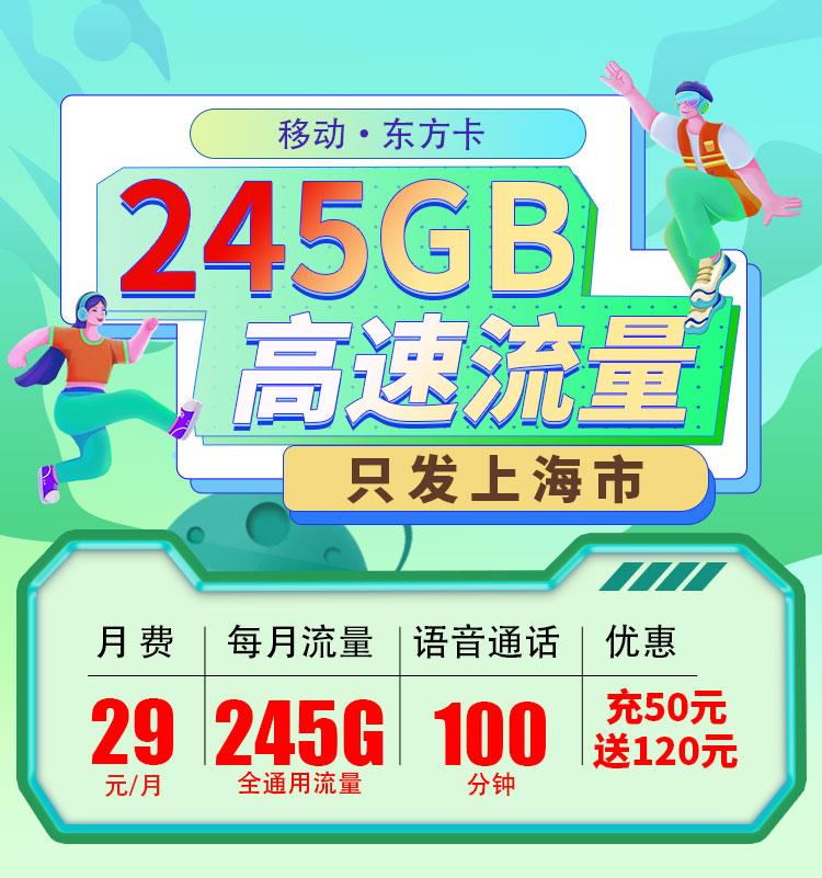 卡世界新发布：移动东方卡29元245G+100分钟  第1张