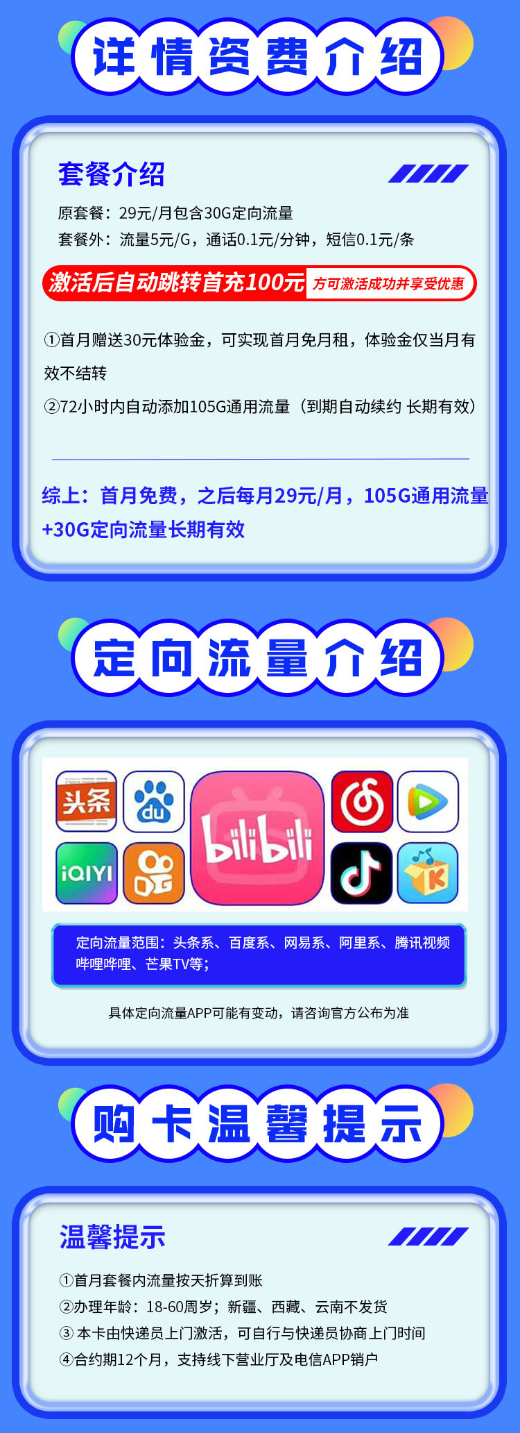 卡世界新发布：电信贺岁卡29元135G+长期套餐  第2张