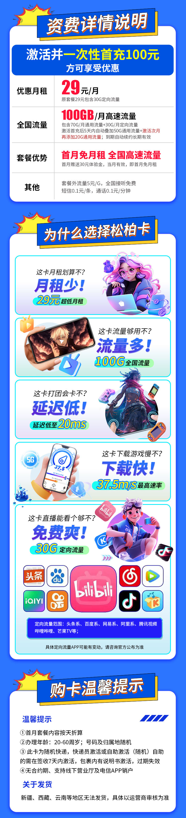 卡世界新发布：电信松柏卡29元100G  第2张
