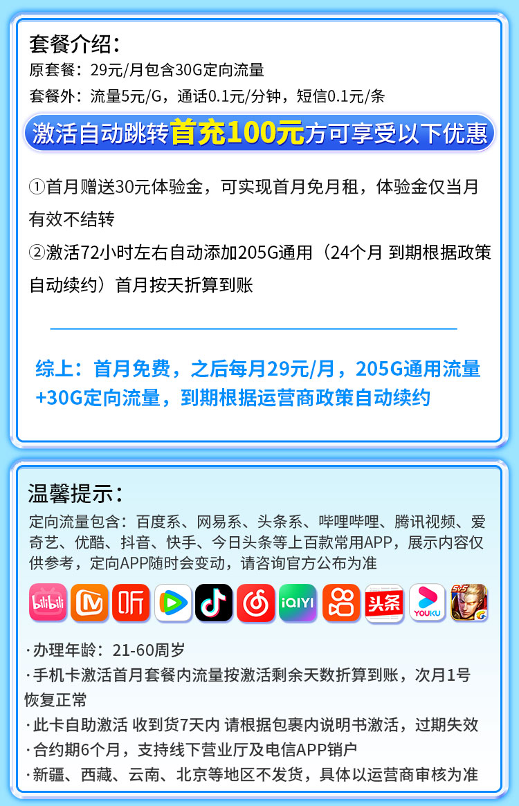 卡世界号卡发布：电信荞麦卡29元235G流量  第2张